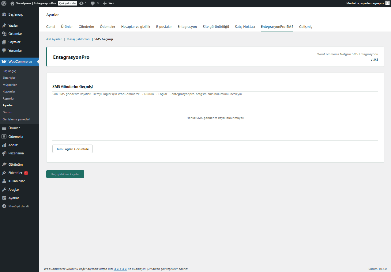 WooCommerce NetGSM SMS entegrasyonu ekran goruntusu 3