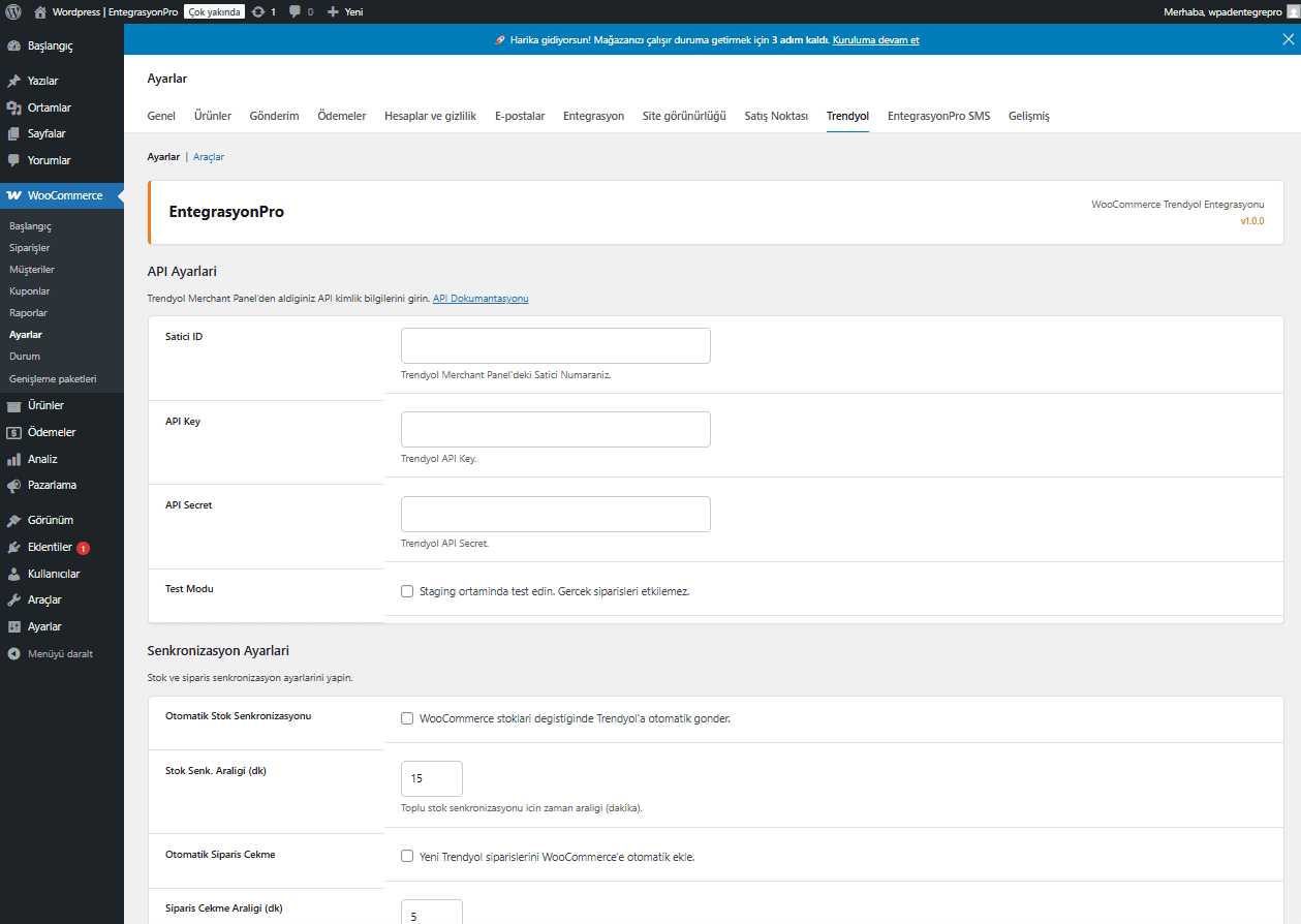 WooCommerce Trendyol entegrasyonu